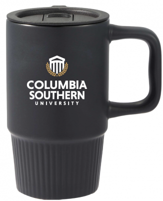 Travel Ceramic Black Mug with Lid