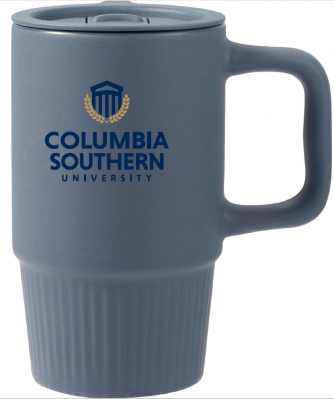 Travel Ceramic Blue Mug with Lid