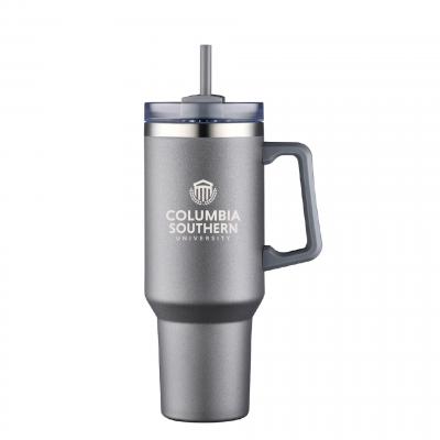 Gray Tumbler with Lid & Straw 