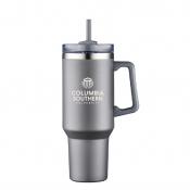 Gray Tumbler with Lid & Straw 