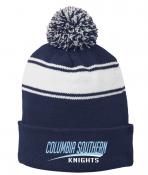 Navy Stripe Pom Pom Beanie